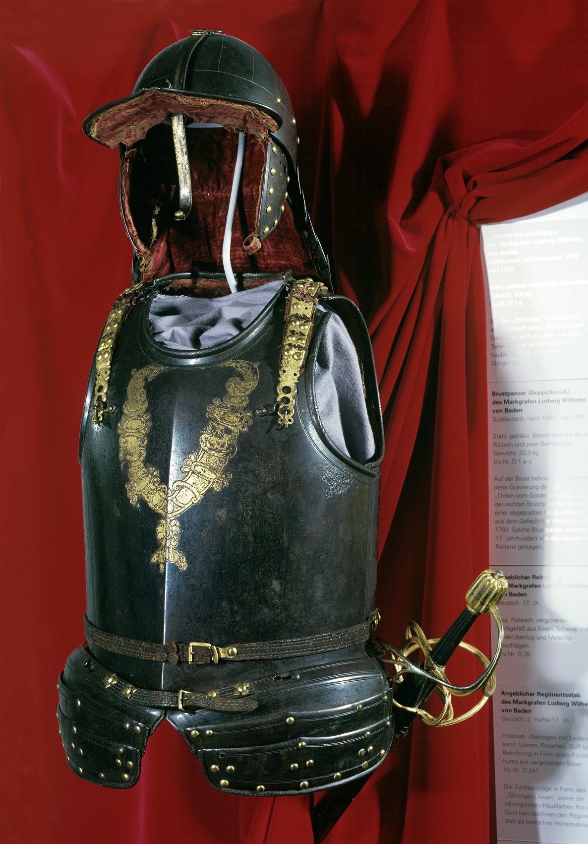 Kürass mit Sturmhaube des Markgrafen Ludwig Wilhelm von Baden-Baden süddeutsch, nach 1692, vor 1703