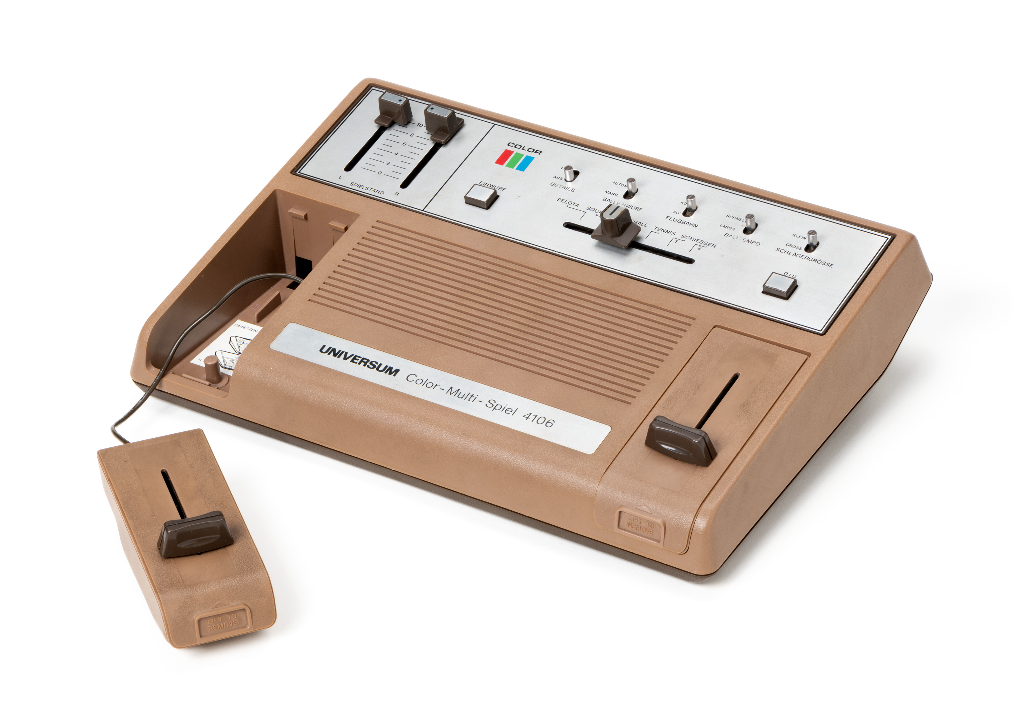 Braune Spielekonsole mit Controller