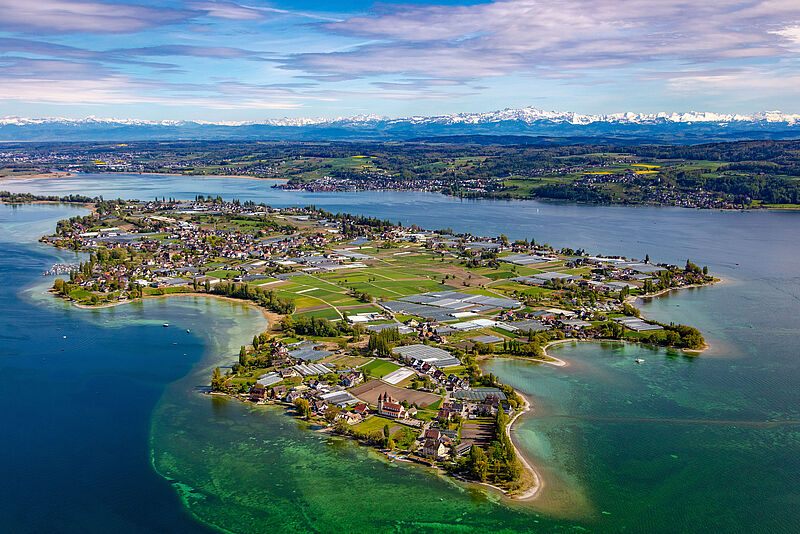 Luftaufnahme einer Insel.