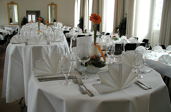 Tables set in the garden hall