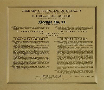 Lizenz Nr. 11 der amerikanischen Militärregierung