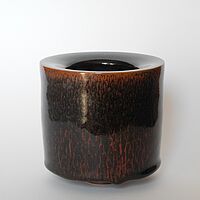 Keramikgefäß schwarzbraunes, doppelwandiges Keramikgefäß
