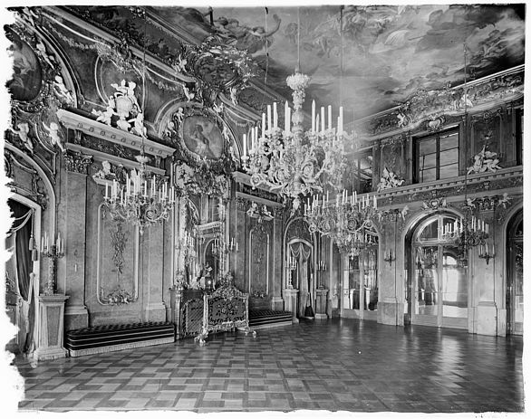 Black and white photo of the Marble Hall