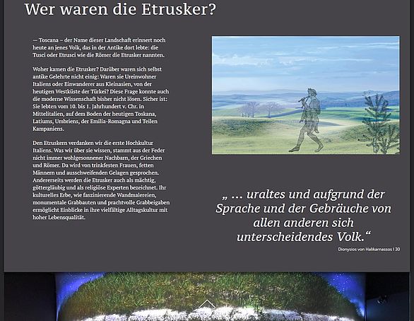 Screenshot of the website Die Etrusker - to go