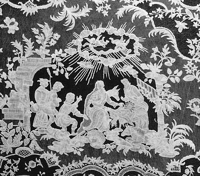 Detail Taufschleier aus Brüsseler Klöppelspitze, 1775 Detail eines Taufschleiers aus Brüsseler Klöppelspitze, 1775