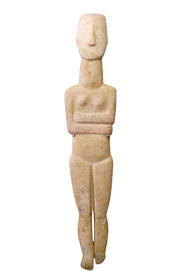 elongated Cycladic idol made of light stone