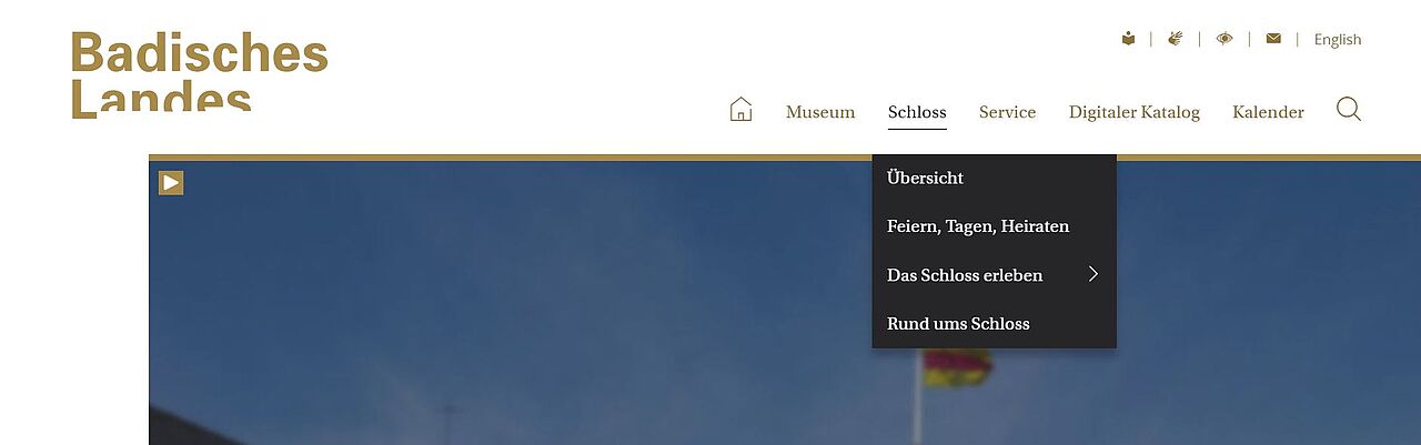 Webseite Untermenü Schloss Screeshot Menü Schloss