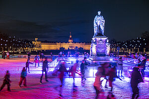 Eiszeit Karlsruhe (ice skating rink) in front of Karlsruhe Palace