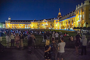 Visitors at the Karlsruhe Schlosslichtspiele (Karlsruhe Palace Light Shows)