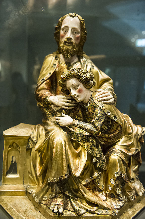 Mittelalterliche Plastik mit Christus und Johannes