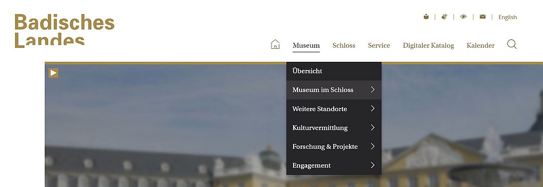 Web-Seite Menü Museum