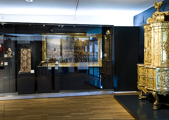 A ceremonial cabinet and other objects of the exhibition