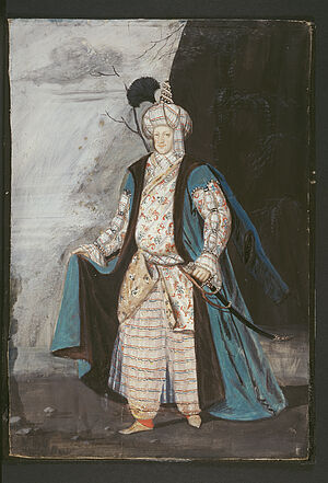 Markgraf Ludwig Wilhelm von Baden-Baden im Kostüm eines Osmanen Rastatt, um 1700–1706, Ludwig Ivenet zugeschrieben Staatliche Schlösser und Gärten Baden-Württemberg, Schloss Favorite bei Rastatt