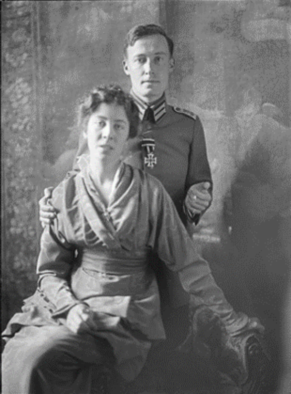 Elisabeth Wolff, geb. Merck mit Kurt Wolff, Fotograf Frank Eugene, Leipzig, nach 1914, Fotografie nach Glasnegativ