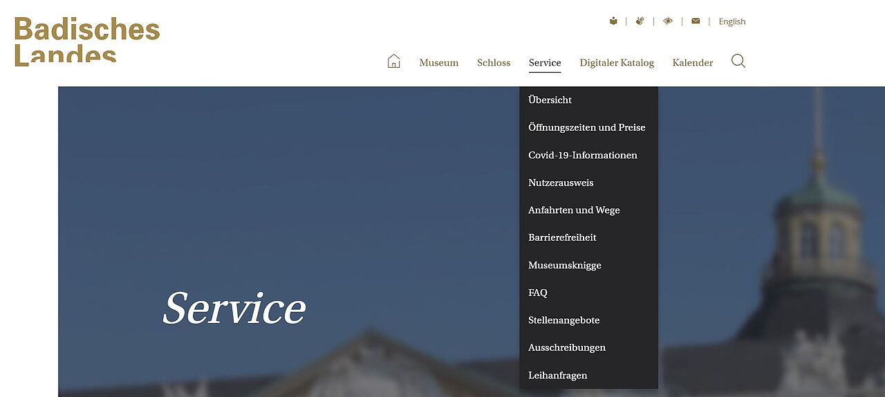 Screenshot Untermenü Service Screenshot Untermenü Service