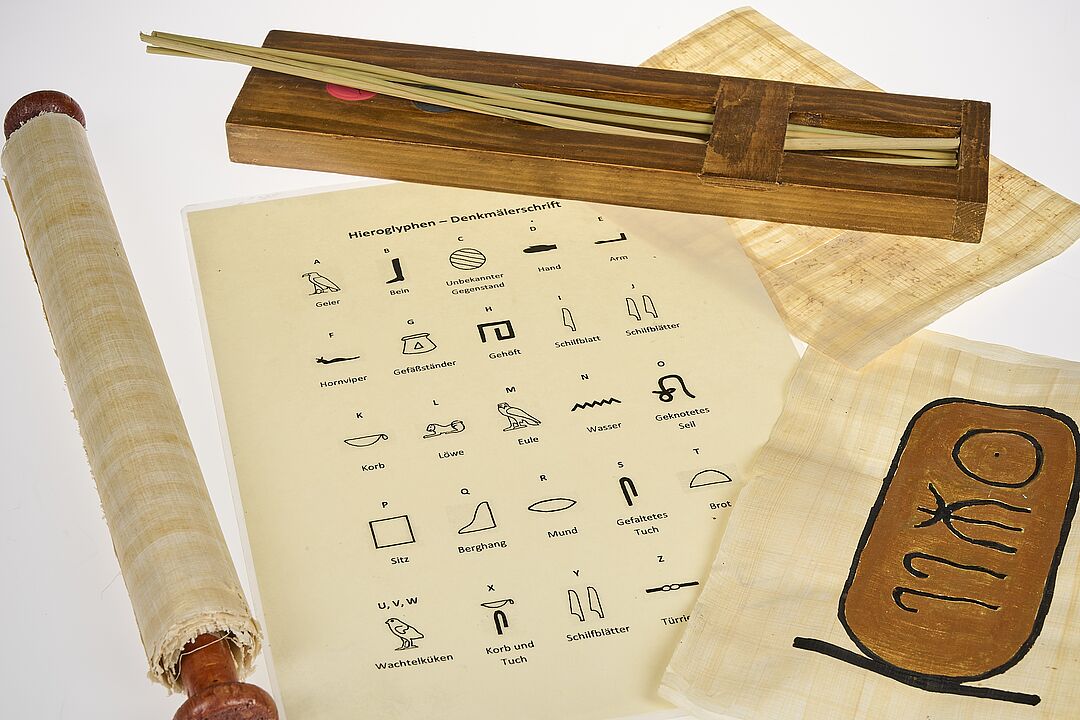 Papyrus mit Hieroglyphen für einen Workshop