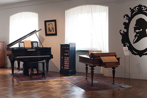 View of the Adenauer grand piano and another grand piano